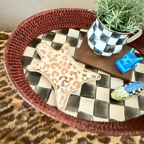 Leopard Jewelry Tray Porcelain 6" Gold and white - Picture 9 of 9